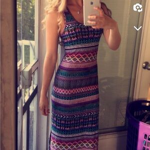 Buttery soft tank maxi dress geometric 🤍